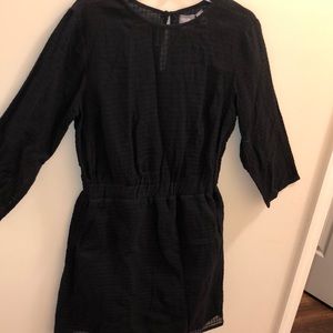 Black waffle knit dress